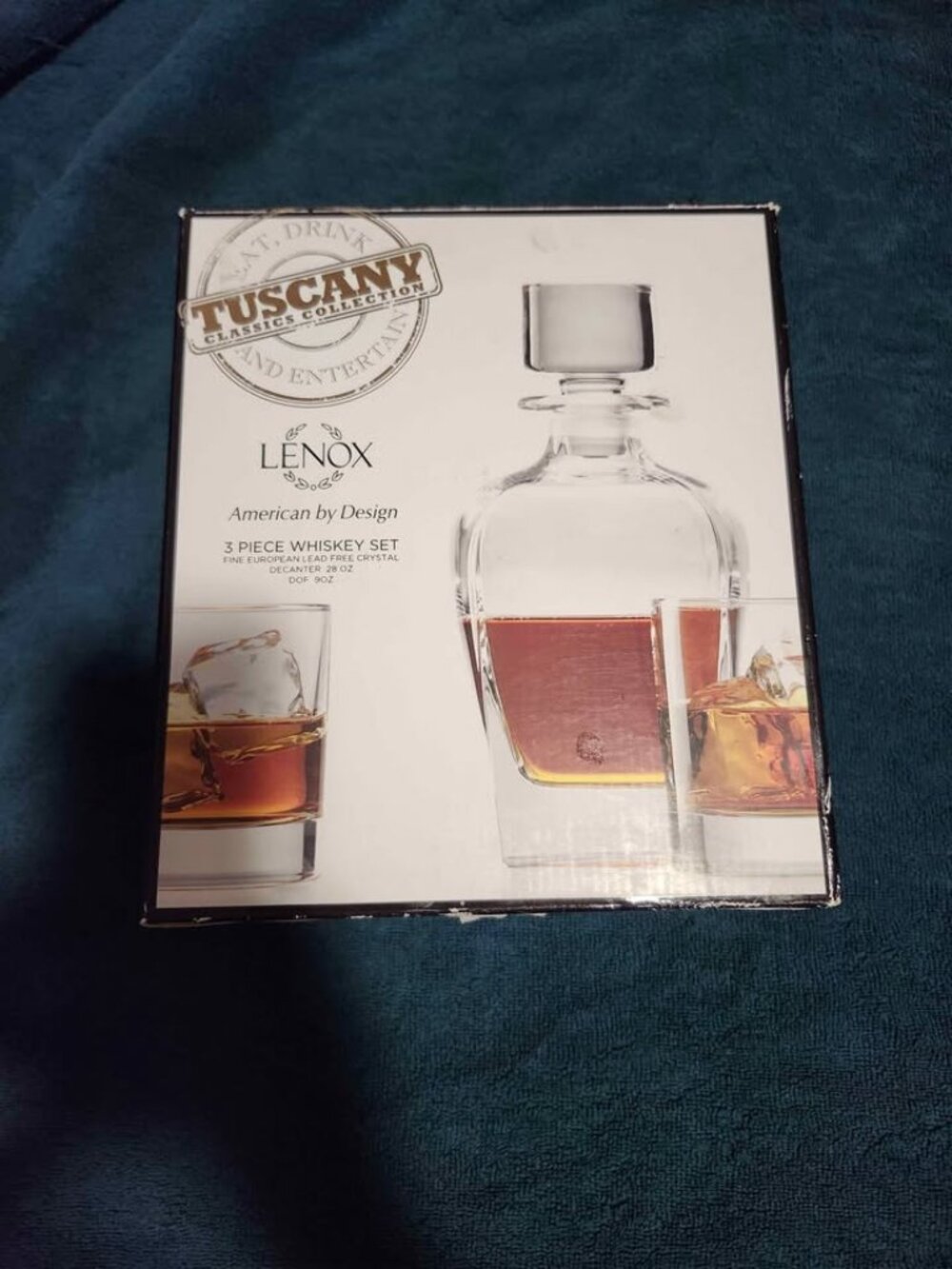 Lenox Tuscany Decanter and Two Whiskey Glasses Set New in Package Unused